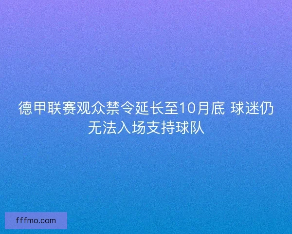德甲联赛观众禁令延长至10月底 球迷仍无法入场支持球队