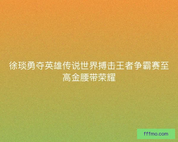 徐琰勇夺英雄传说世界搏击王者争霸赛至高金腰带荣耀