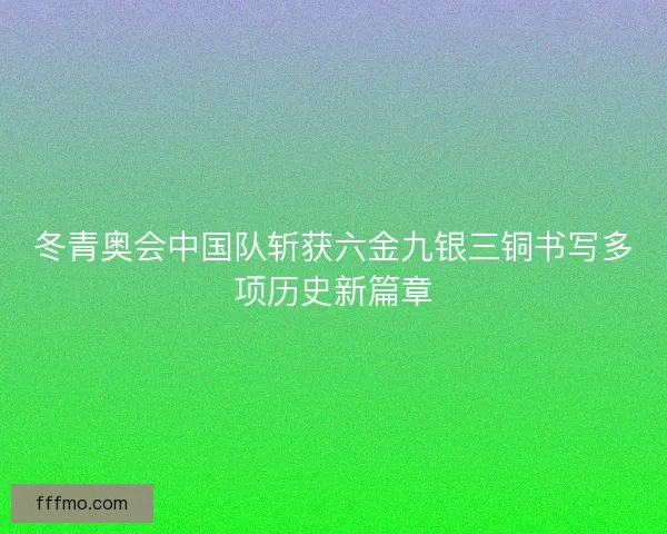 冬青奥会中国队斩获六金九银三铜书写多项历史新篇章