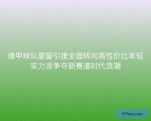 德甲球队夏窗引援全面转向高性价比年轻实力派争夺新赛道时代浪潮